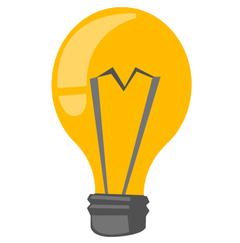 Image of a yellow lightbulb.
